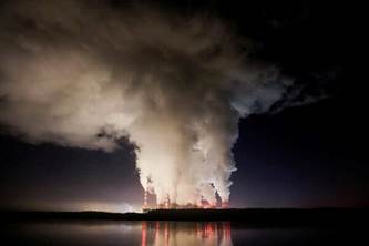 Smoke and steam billowing from Belchatow Power Station in Poland, Europe's largest coal-fired power plant.